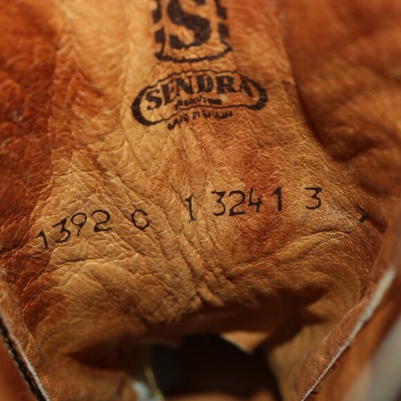 Sendra Mens Cowboy Boots Size 7 Brown Leather Embroidered Woven Snip Toe Western - Picture 15 of 16